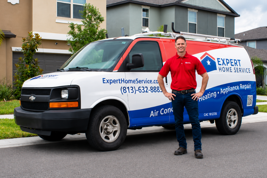 Expert Home Service van on a suburban Central Florida street